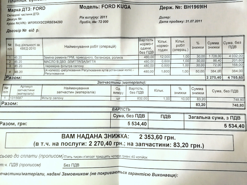 Заміна ременів ГРМ, генератора, кондиціонера. Заміна мастила ДВЗ. 4
