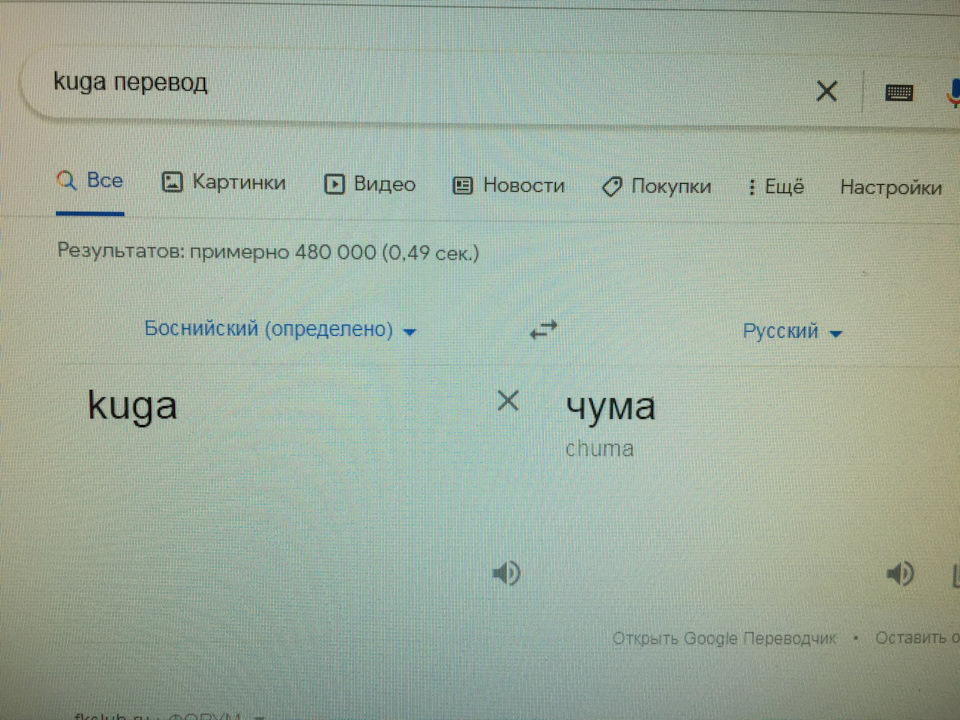 Перекладач Google та значення слова Kuga 1