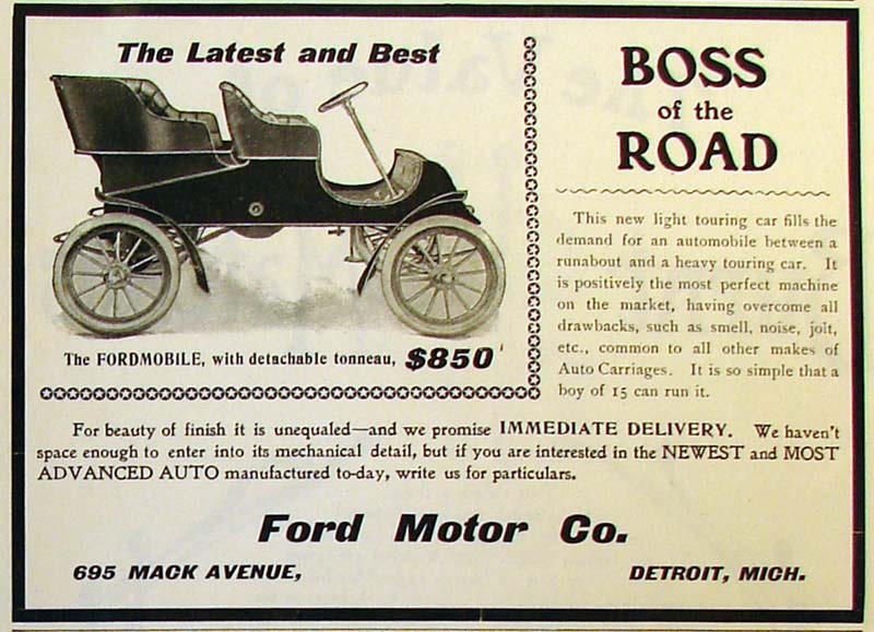 Реклама перших моделей Ford. 1