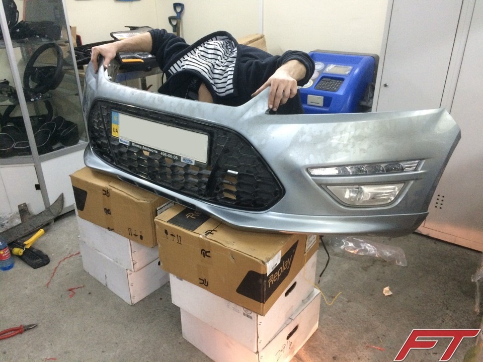 Установка спорт обважування та ДХО на Mondeo 4 рестайл / Mondeo mk4 lift sport body-kit and DRL installation 5