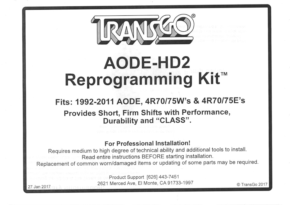 Шифт-кит Transgo AODE-HD2 для АКПП: AODE, 4R70W, 4R75W, 4R70E, 4R75E 2