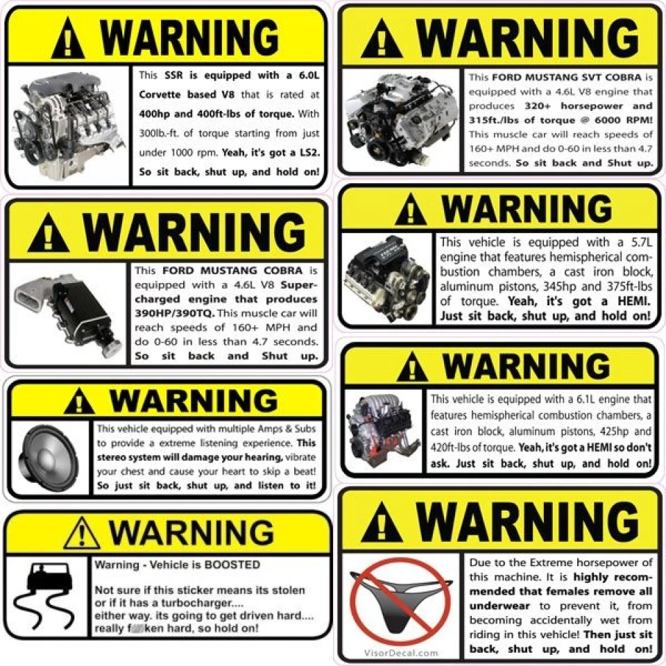 Warning Decals for your Car