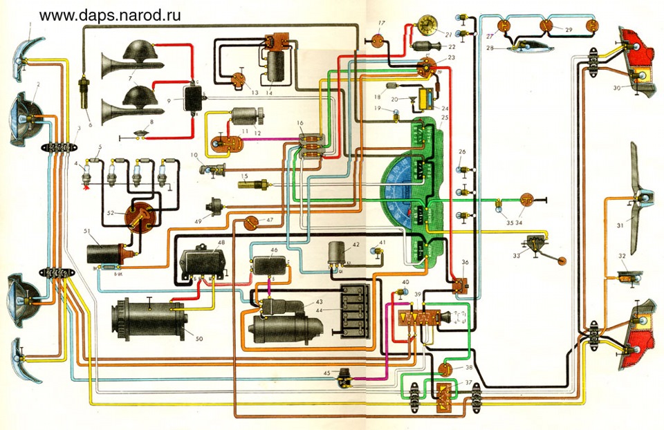 Схема електрообладнання ГАЗ-21 (3 серія) 1