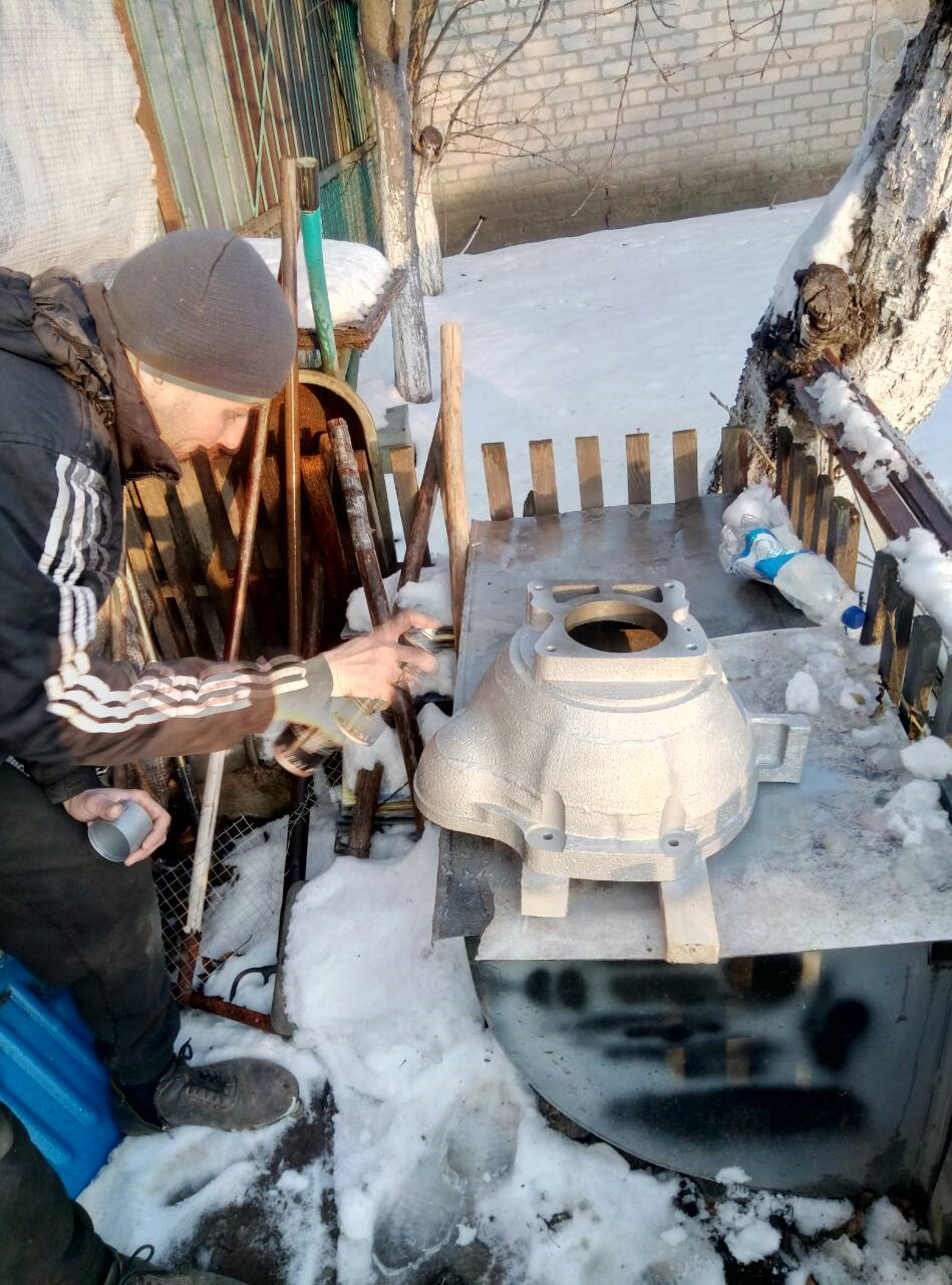 Кожух для стикування КПП газель з мотором TD27t, та його фарбування. 1