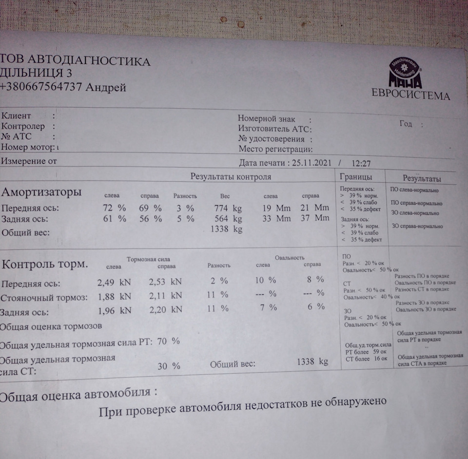 Зробив діагностику ходової. 1
