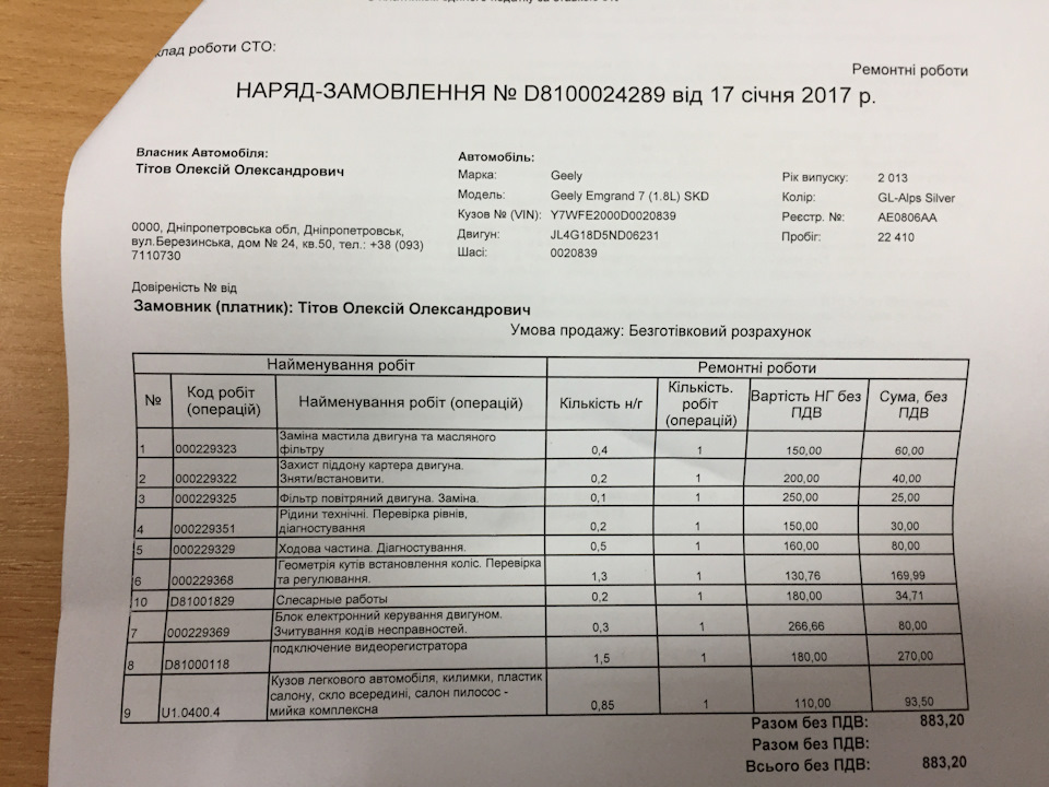 №1 Планове ТО 20000 км 1