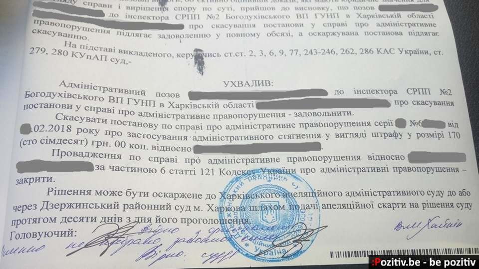 Штраф за непрацююче підсвічування номера та його скасування через суд (Україна) 1