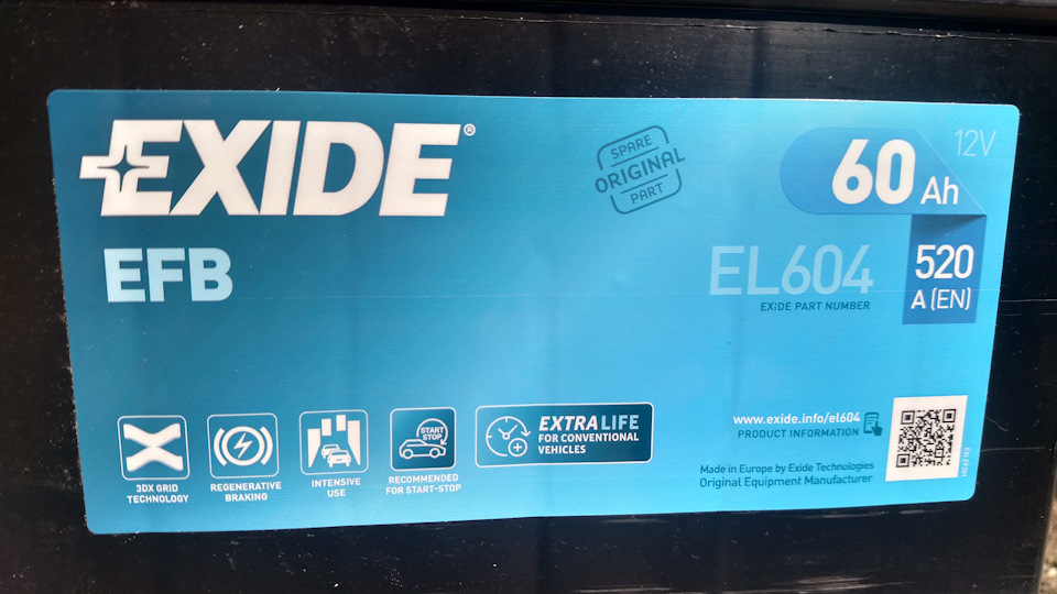 Акумуляторні справи. АКБ Exide EFB EL604 2