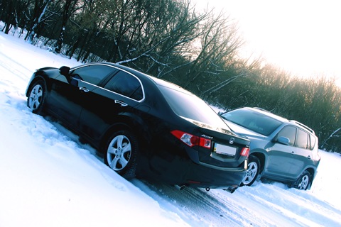 Accord + Rav4 + Захід сонця + Білий білий сніг ... 5