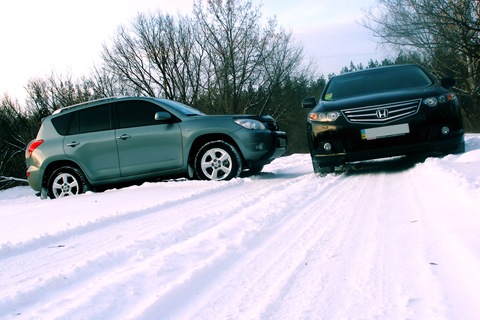 Accord + Rav4 + Захід сонця + Білий білий сніг ... 3