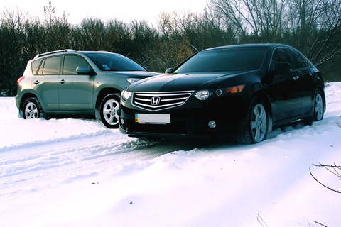 Accord + Rav4 + Захід сонця + Білий білий сніг ... 4
