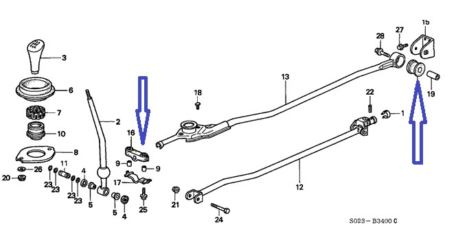 Гумки в важіль КПП. HARDRACE shifter bushings. 2