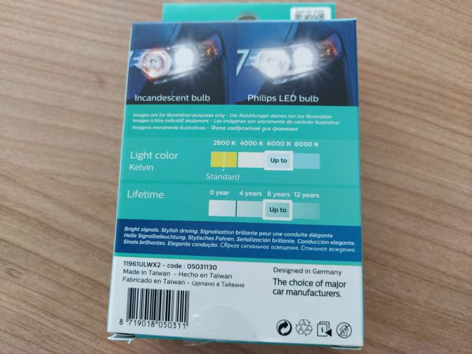 Габарити Philips Ultinon LED T10 2