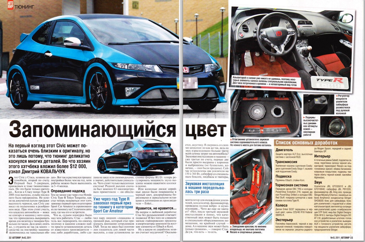Токійська бірюза в журналі АвтоСвіт (Україна) №43 жовтень 2011 1