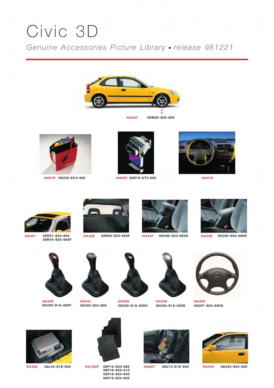 Honda Civic VTI Genuine Accessories Picture Library 3