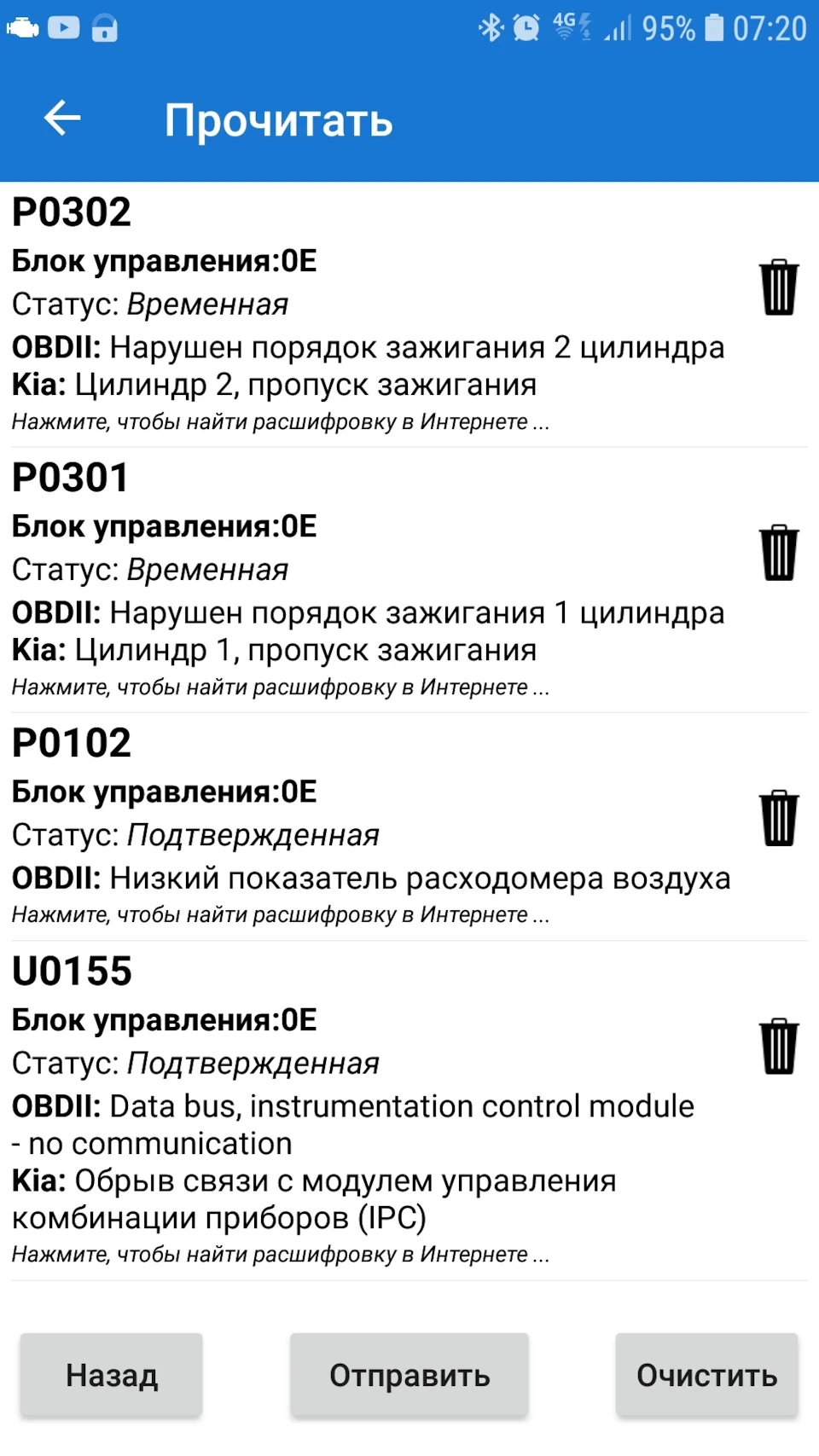 Пропуски запалювання K24Z7