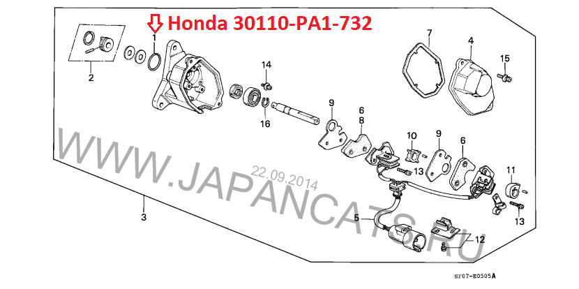 Прокладки розподільника та датчика циліндра Honda 30110-PA1-732 2