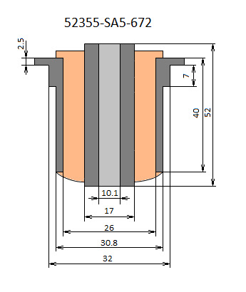 Креслення сайлентблоку Honda 52355-SA5-672 1