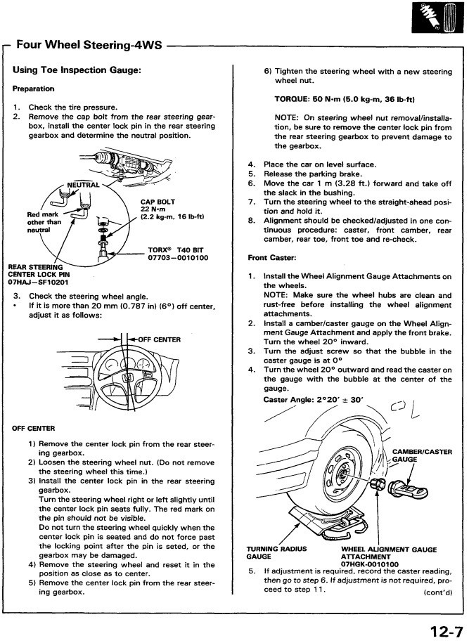 Honda Prelude 4WS і 2WS регулювання кутів коліс розвалу сходження Wheel Alignment 5