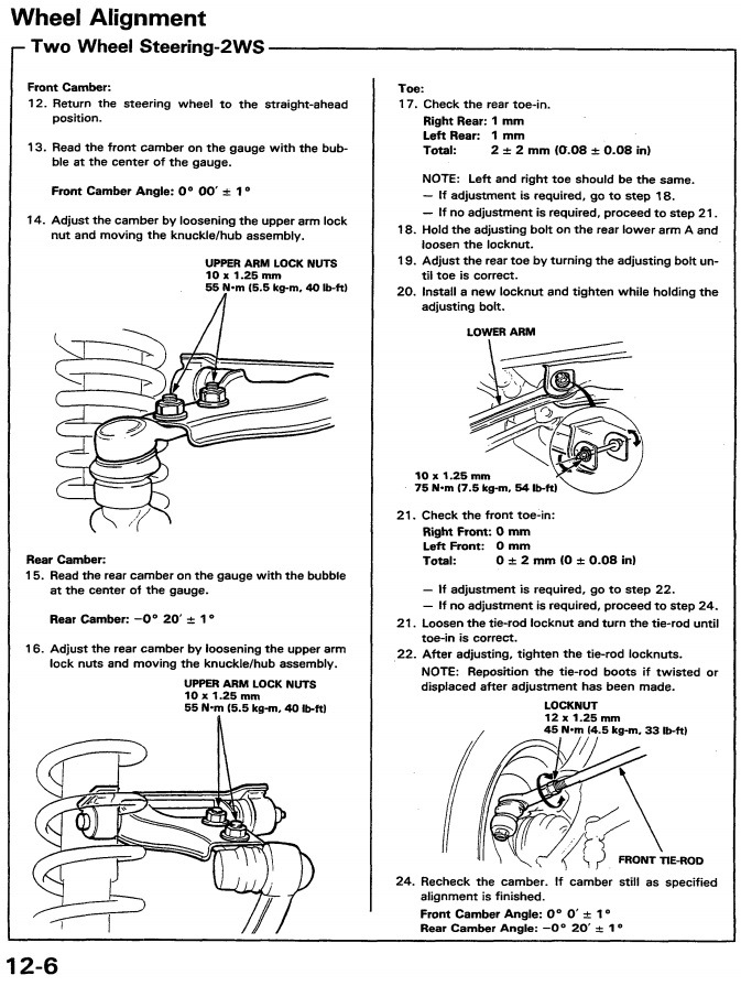 Honda Prelude 4WS і 2WS регулювання кутів коліс розвалу сходження Wheel Alignment 4