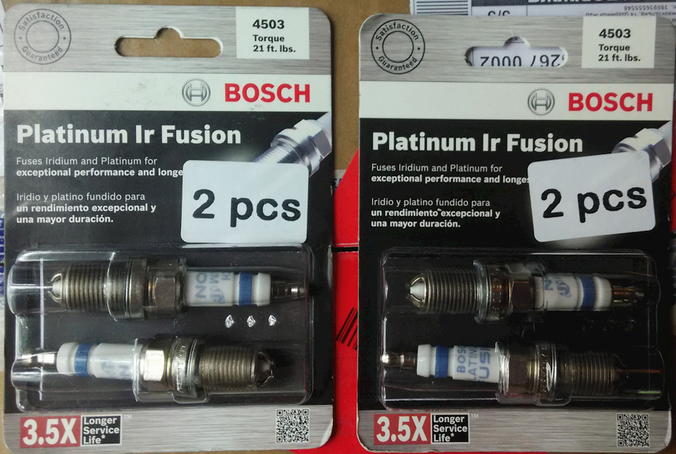 Свічки запалювання E3 SPARK PLUGS E356 та BOSCH 4503 PLATINUM IR FUSION 4