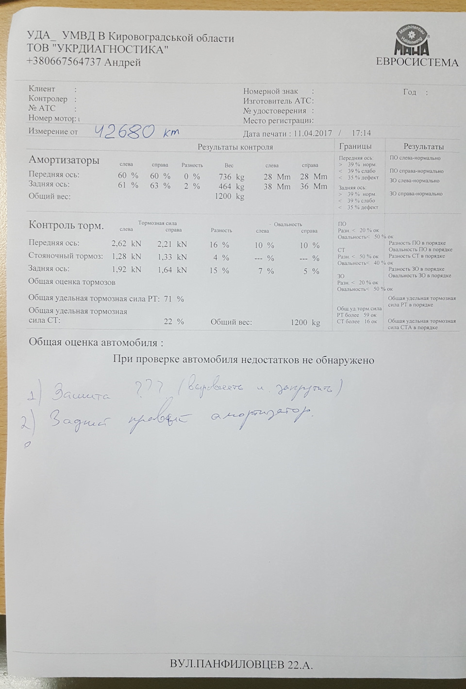 1. Діагностика ходової 1