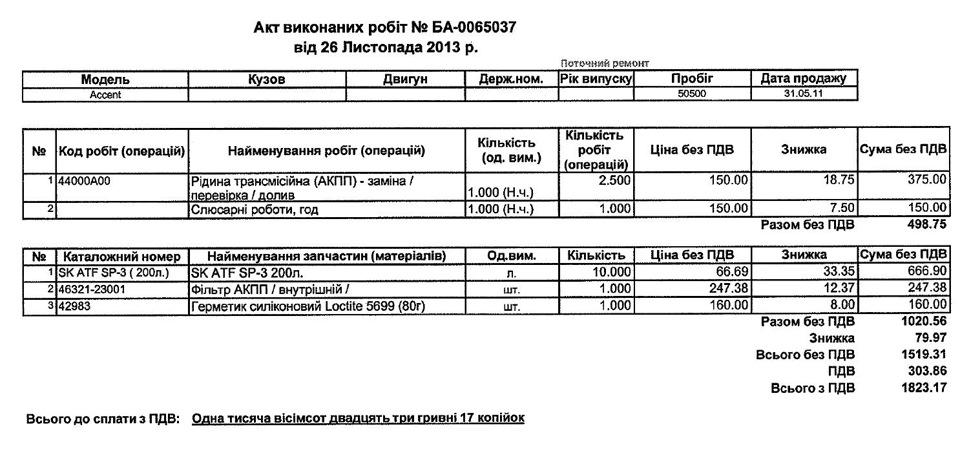 56) Повна заміна мастила в АКПП (пробіг 50500км) 1
