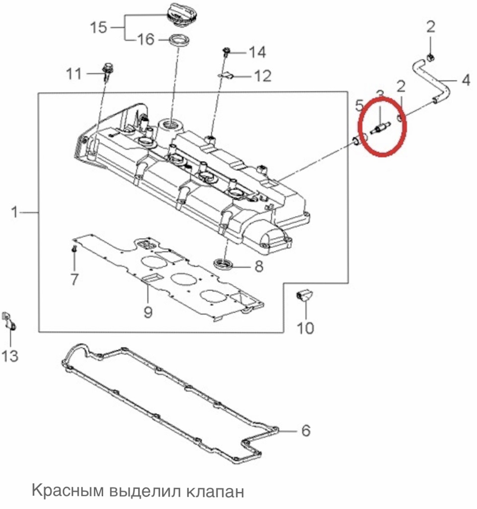 Клапан PCV (вентиляції картерних газів) 1