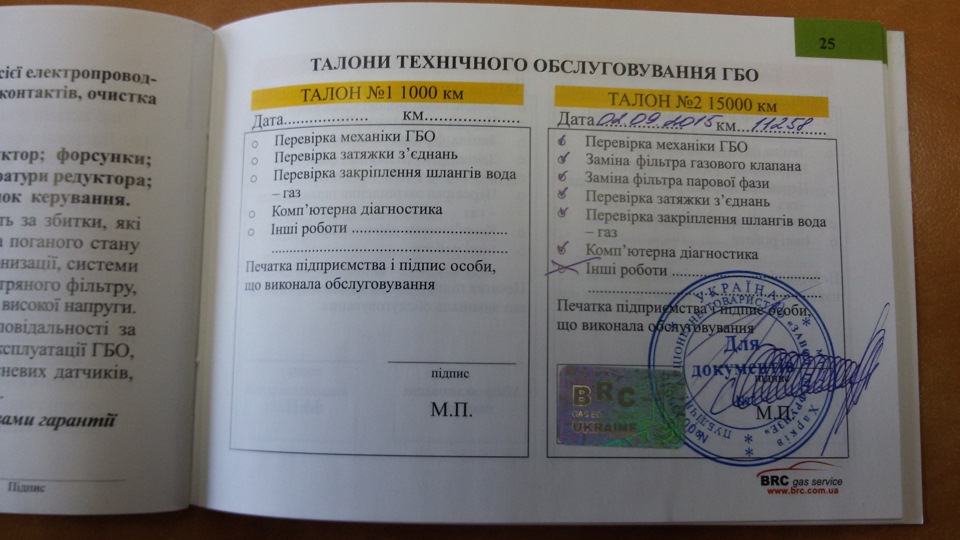 ТО ГБО BRC 2
