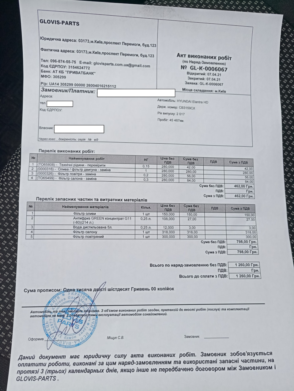 Планове ТО 45 тис. 1