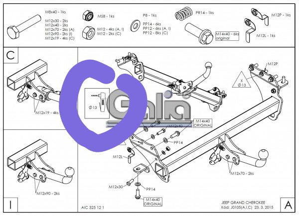 Фаркоп Galia і кутовий дриль або 2