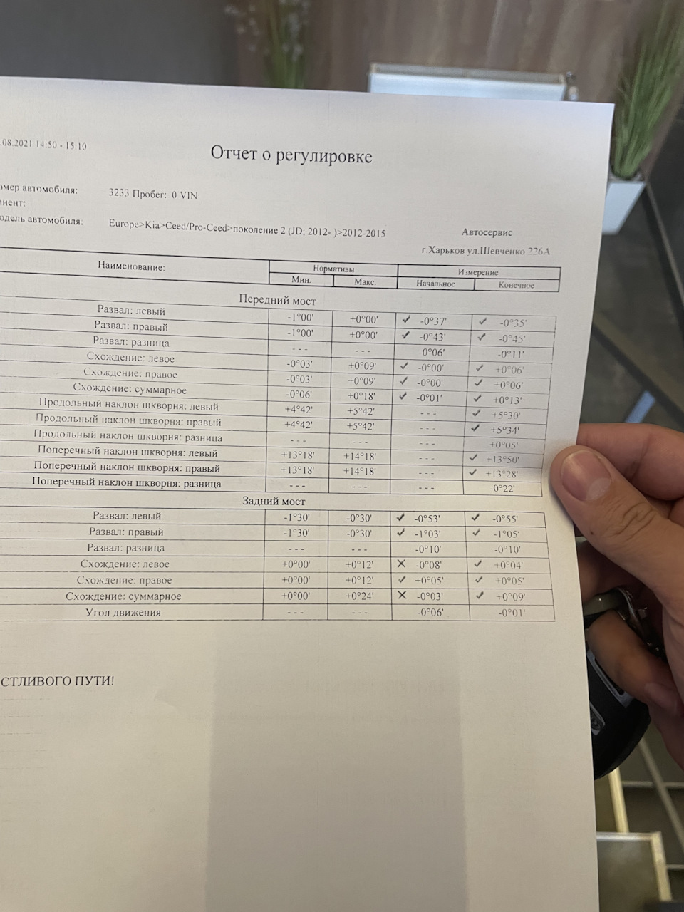 Заміна мастила, контроль розвал-сходження 1