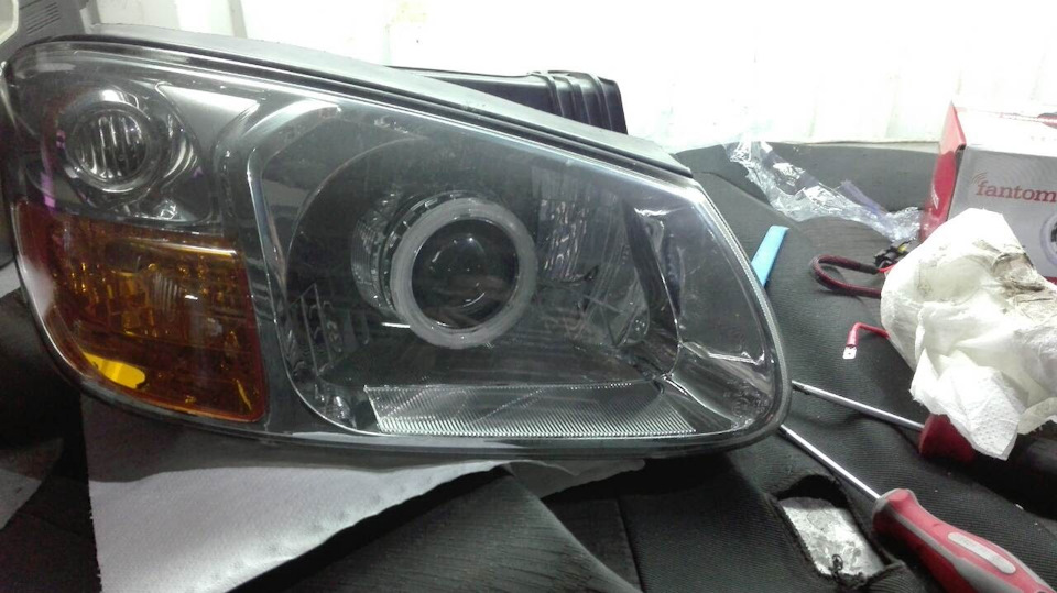 Біксенонові лінзи з ангельськими очками+LED габарити 2