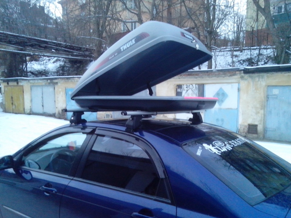 Багажник на даху Amos + багажний бокс Thule Polar 100 + відеореєстратор 1