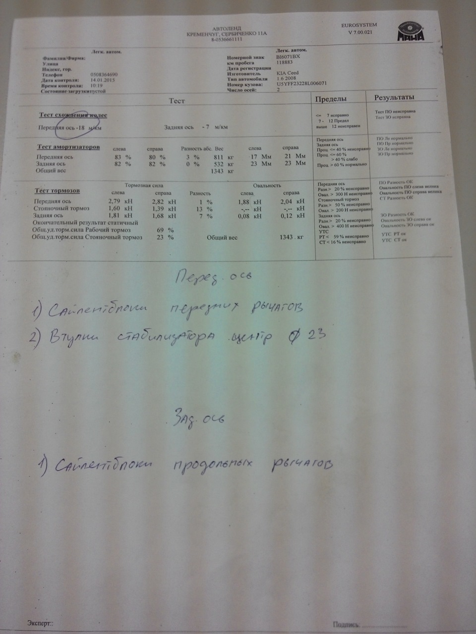 Діагностика ходовки 1