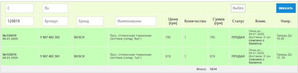 Трос ручника 1