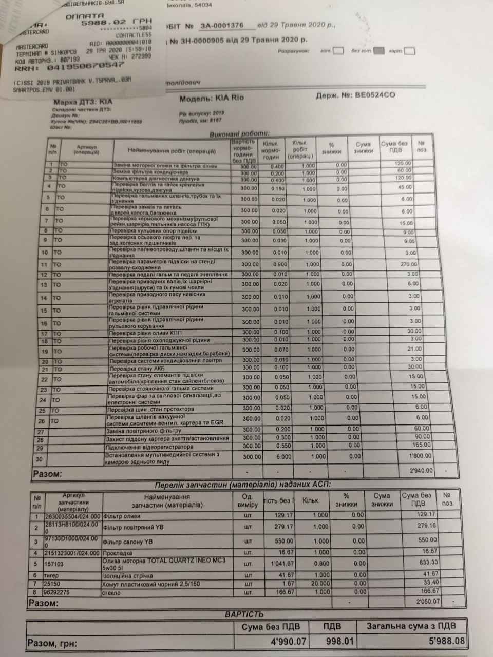Перше ТО15 на rio x-line 1