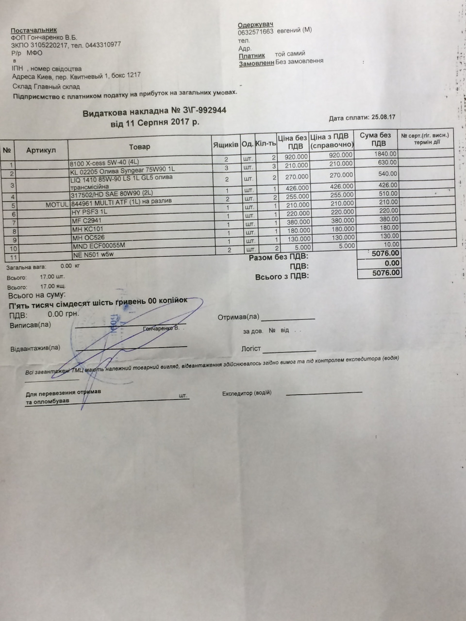 Зробив ТО 1