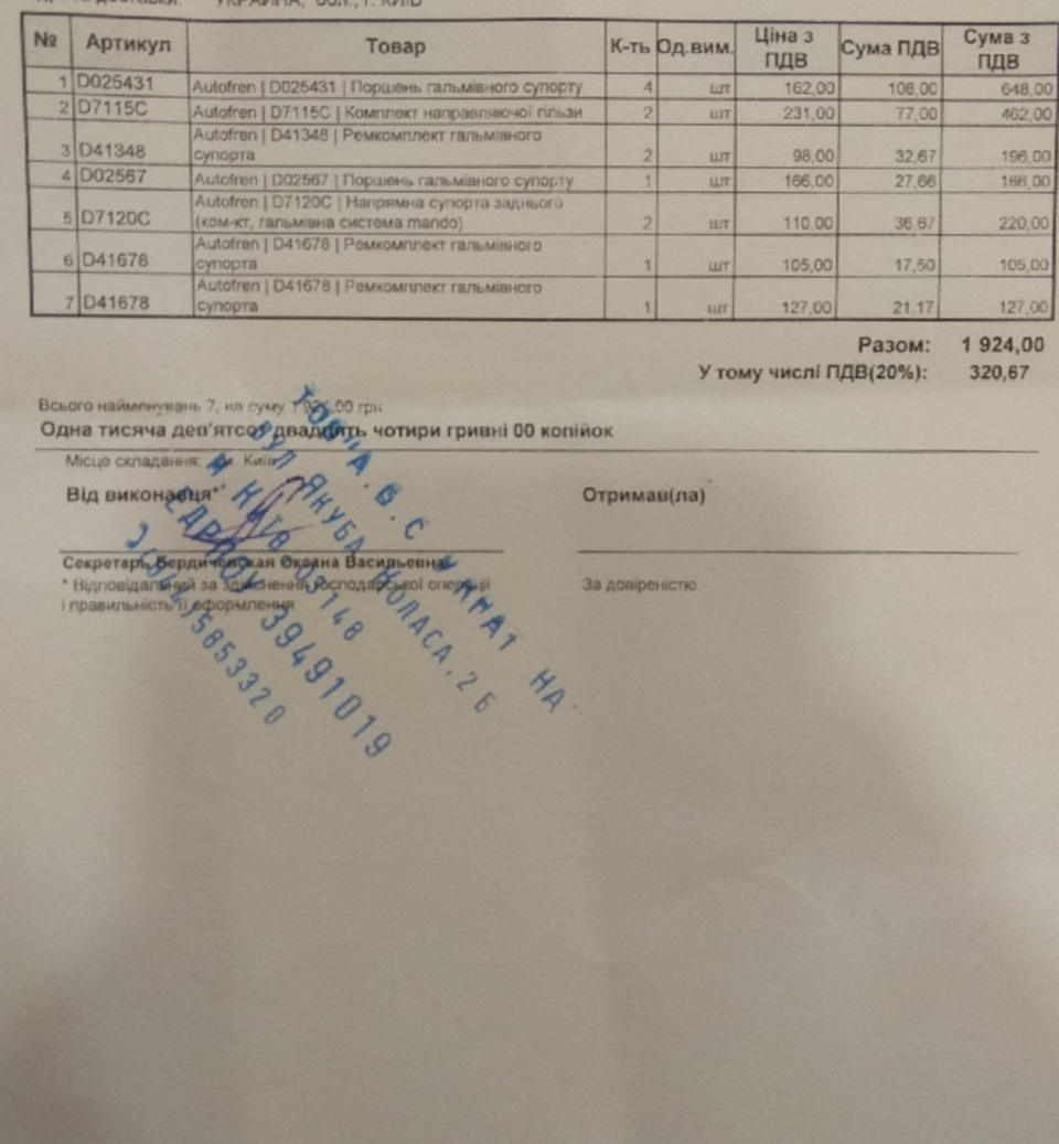Тормозні супорти та колодки 1
