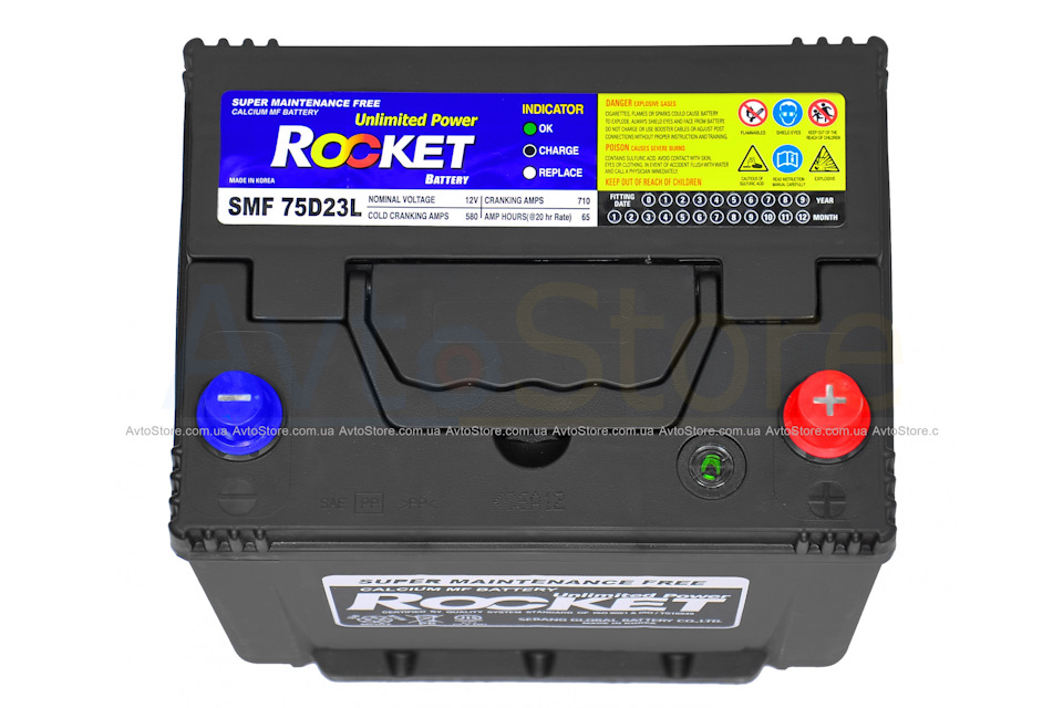 🔋 Новий Акумулятор Rocket 75D23L 65AH JR+ 580A (Ю.Корея) ⊖⬛⊕ 1