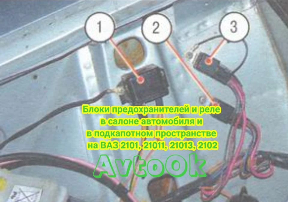 Блоки запобіжників та реле в салоні автомобіля та в підкапотному просторі на ВАЗ 2101, 2102, …