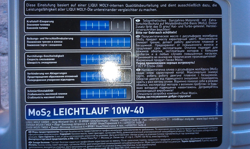 Настав час поміняти масло... LIQUI MOLY 10W-40 з молібденом 3