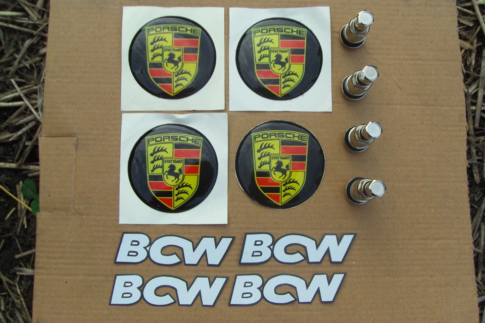 Наклейки на диски BCW, шильдики Porsche та соски (копія оригіналу) 1