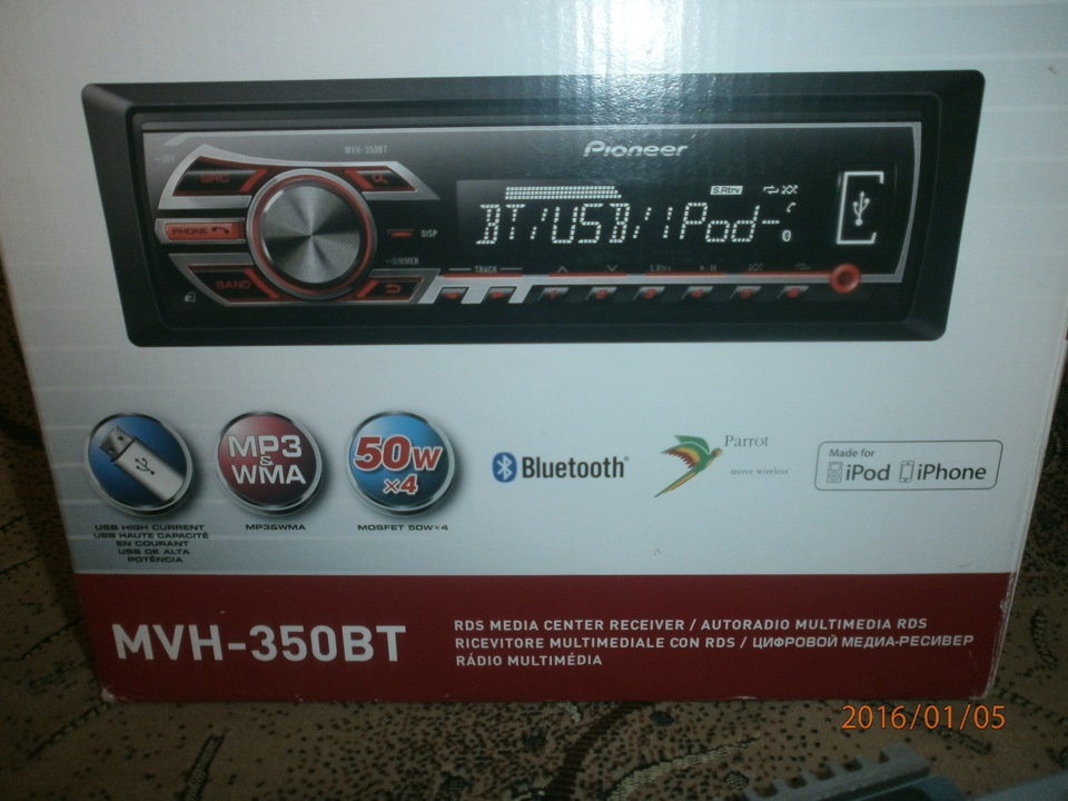 Pioneer mvh 350Bt + Джойстик дротовий Sony rm-x2s 1