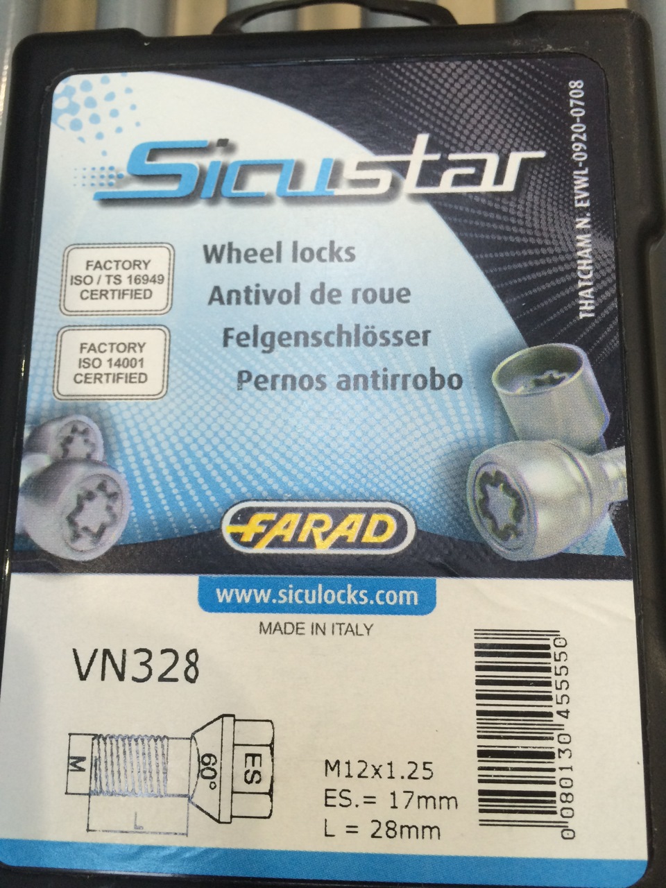 Секретки FARAD SUCISTAR та ковпачки для болта VW 1