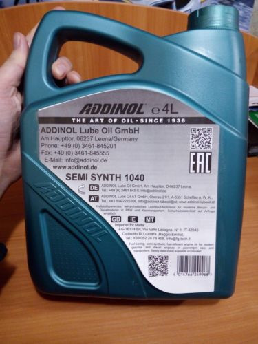 Перехід на ADDINOL Semi Synth 10w40 2