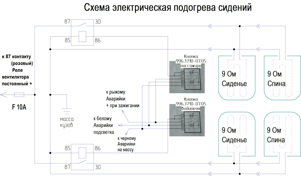 Підігрів сидінь, Ваз Калина. 5