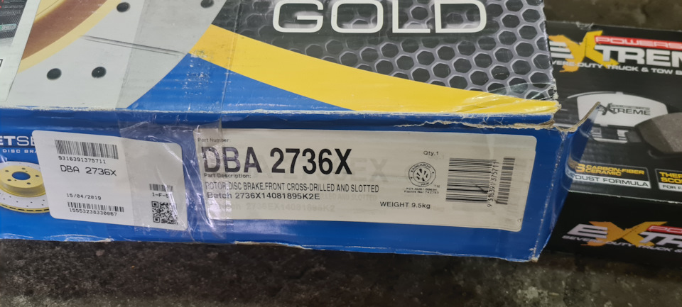 Передні диски DBA та колодки кераміка Power Stop Z36 2
