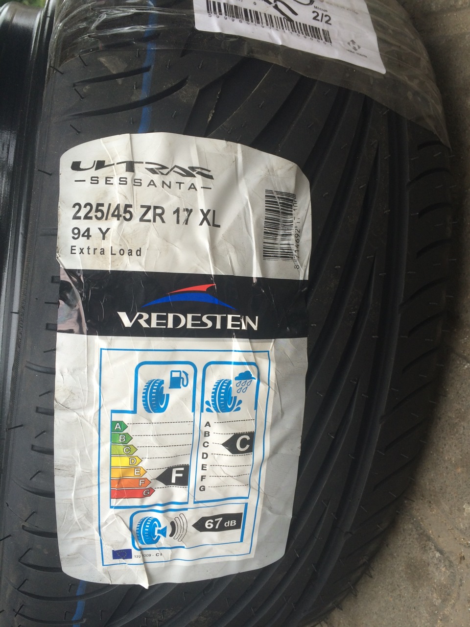 №16-Vredestein Ultrac Sessanta 225/45 R17 94Y XL 1