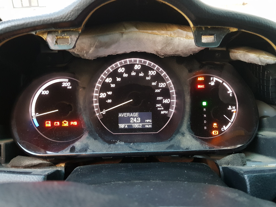 Шкала приладів і ML/h у KM/h, f° у с° 1